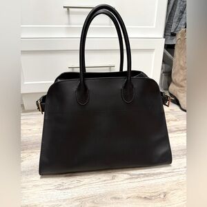 Row Margaux inspired top handle satchel in black leather
